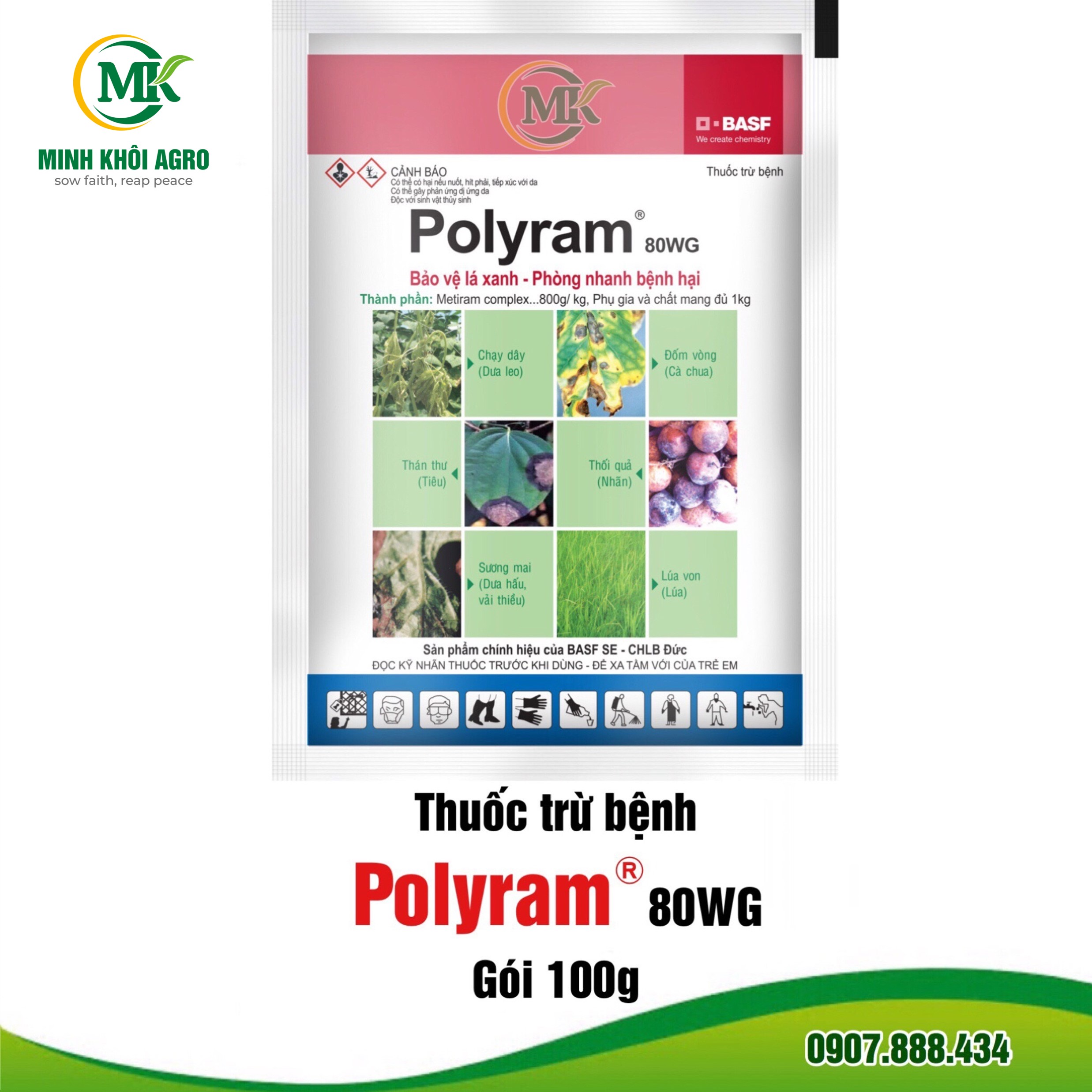 Thuốc trừ bệnh Polyram 80WG - Gói 100g